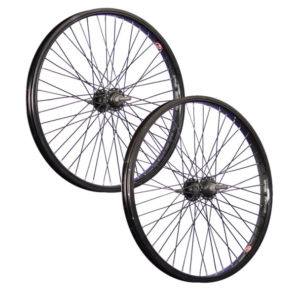 20 pouces ensemble roues vélos BMX axe traversant noir