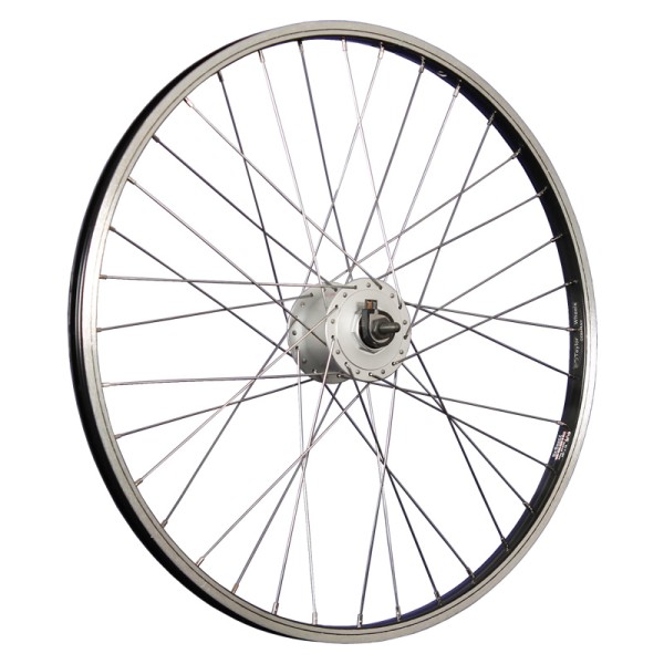 24 pouces roue avant vélo aluminium dynamo 507-19 noir/argent