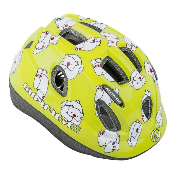 casque de vélo Mirage casque de vélo pour enfants taille S 48cm-52cm ours blanc Dial-Fit vert clair